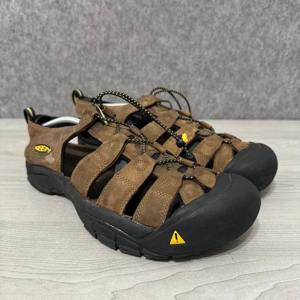 KEEN Newport Sandals Mens 14 Brown Bison Leather Waterproof Hiking Shoe